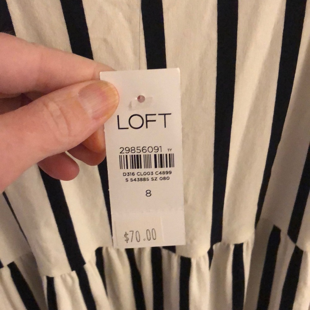 Loft, NWT navy and white striped, sundress